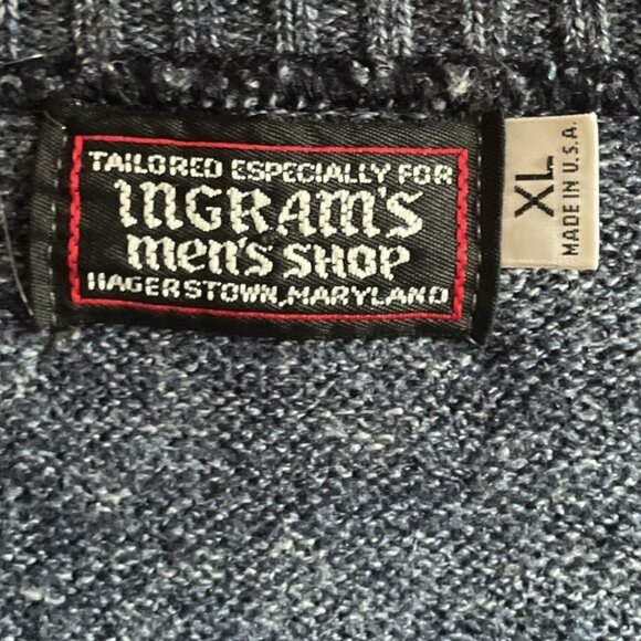 Vintage Ingrams Men's Shop Blue Cable Knit Button-Front Grampa Sweater Vest XL - Picture 3 of 7